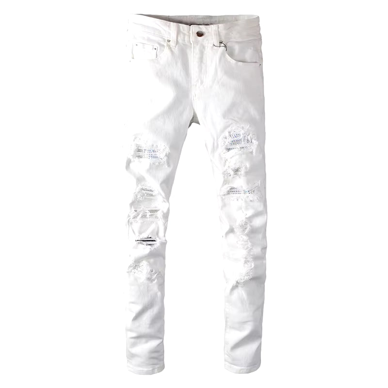 KARL White Pants mit crystal 