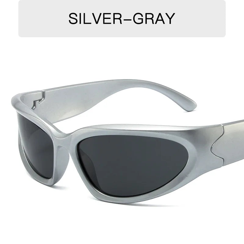 Hot Selling Trendy Men and Spicy Girls, High-End Silver Sunglasses Y2K Square Cycling Glasses, Sunglasses, Fashionable Sunglasse